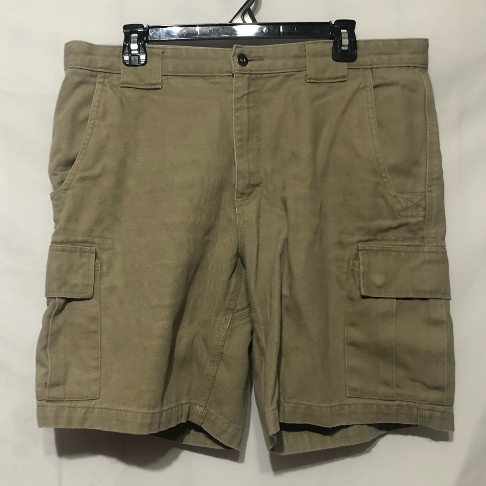 Duluth Trading Co Cargo Short Mens 36 Khaki Heavy Duty Canvas Straight